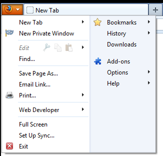 Current Firefox App Menu