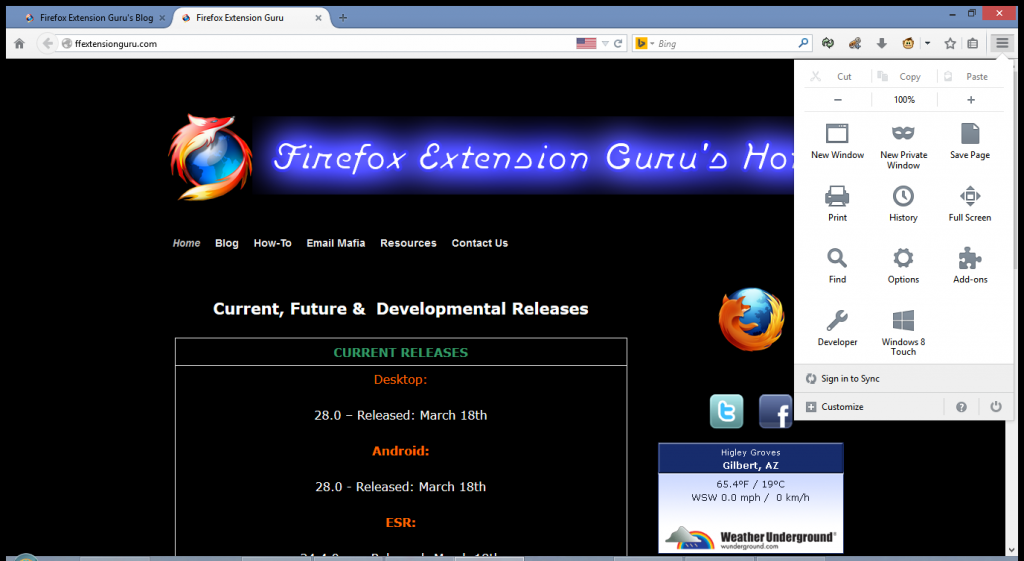 Firefox 29 App Menu